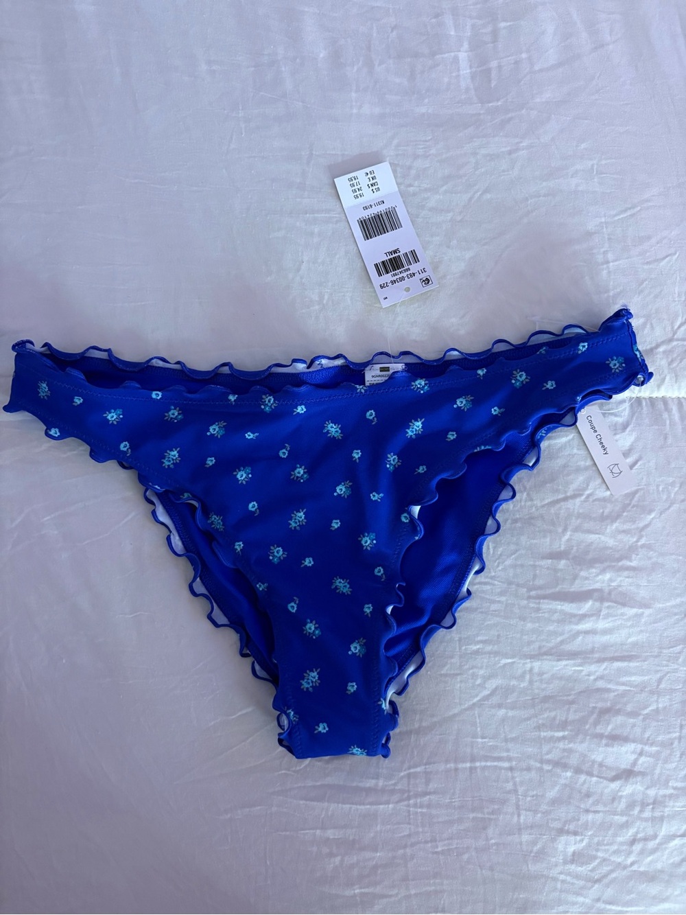 Hollister Cobalt Blue Floral Ruffle Bikini Bottoms
